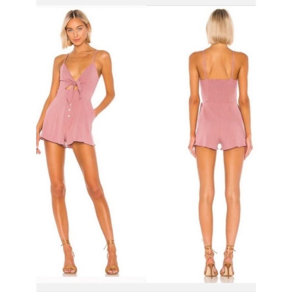 Majorelle Andrea Mauve Linen Tie Front Linen Romper Women’s Sz XS
